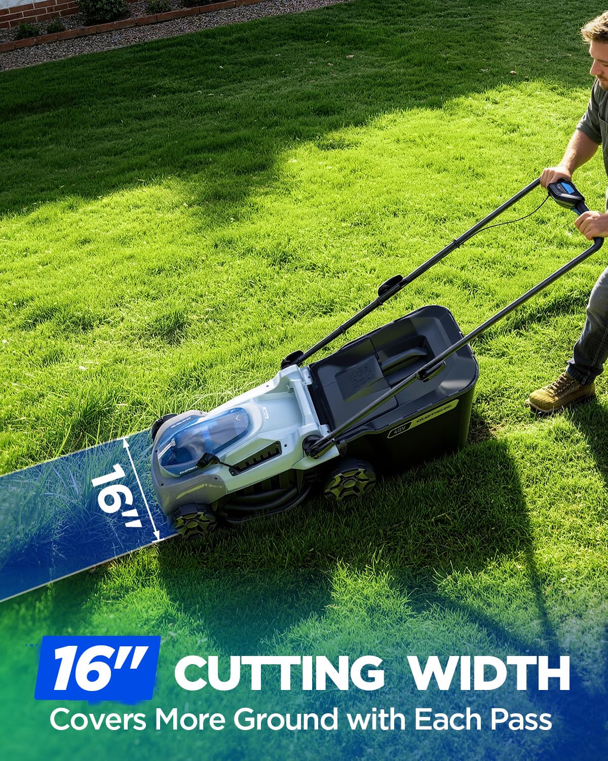 KraftSense rear with 50L grass collection bag attached for tidy finish