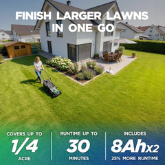 KraftSense side profile highlighting compact 18-inch deck and self-propelled drive