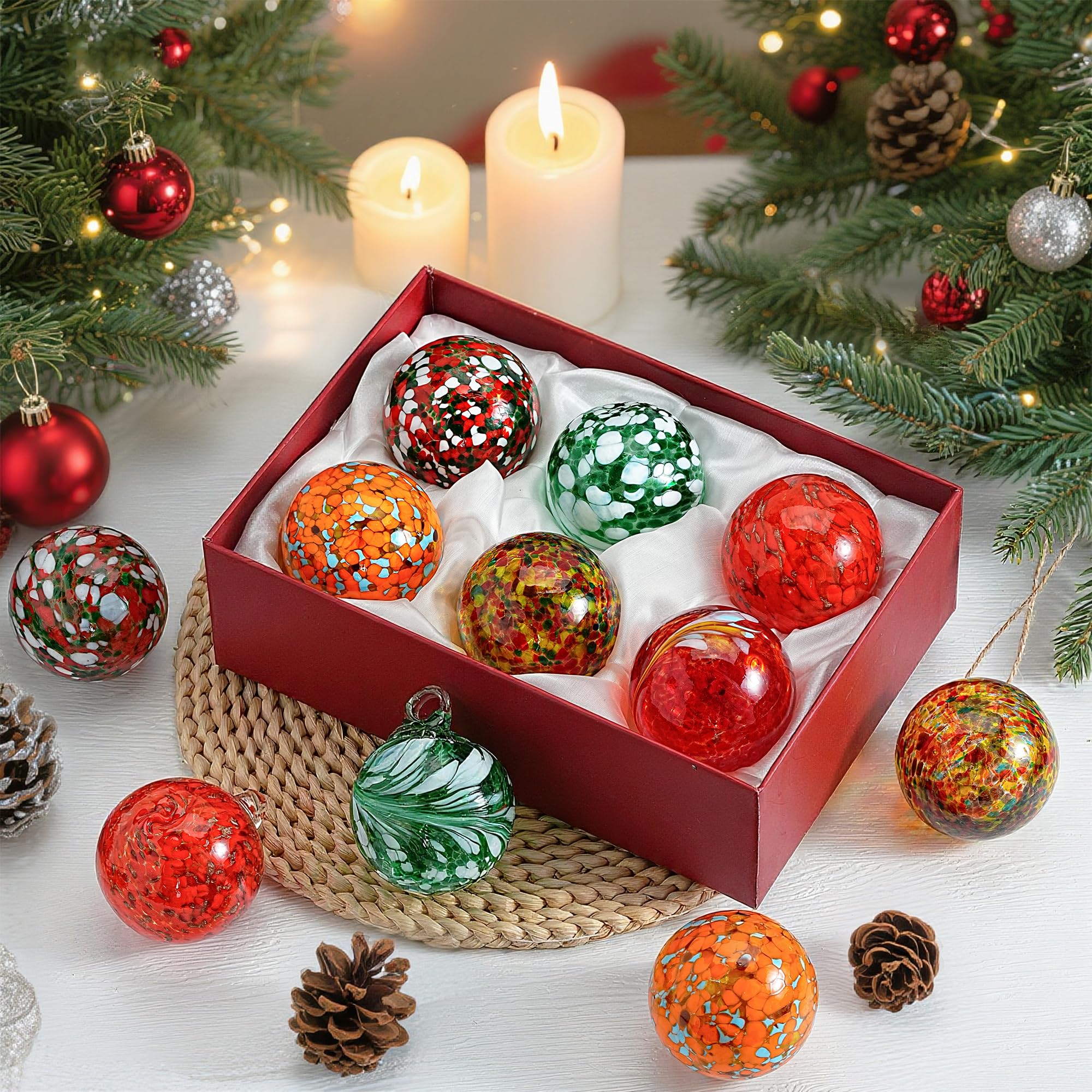 KRISININE open gift box with six glass balls for safe storage and gifting convenience