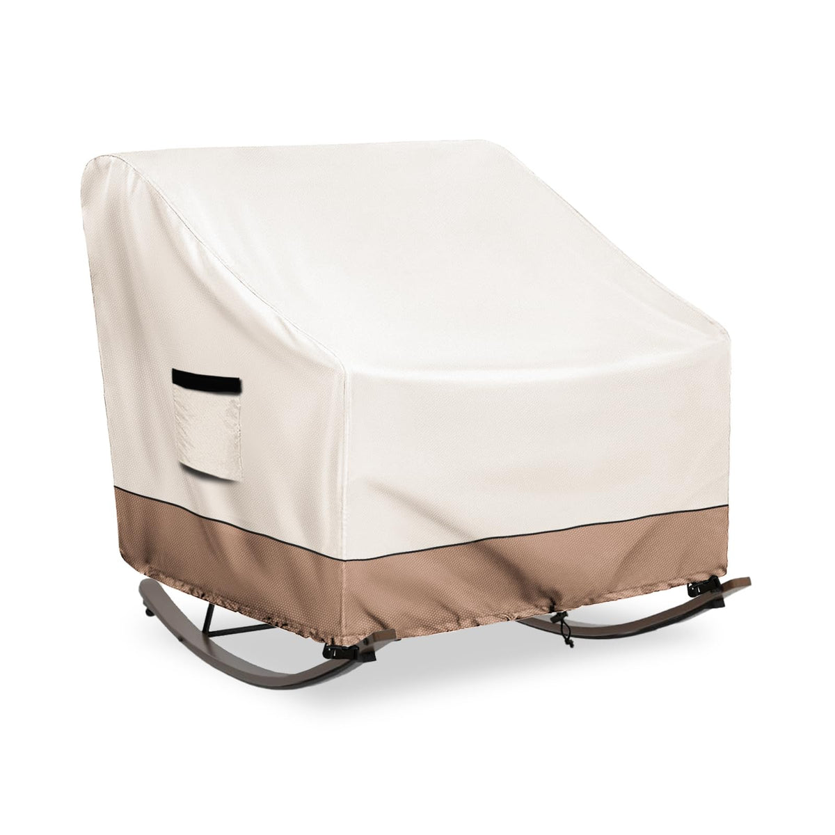 Krismile front view beige cover protecting chair from weather and debris