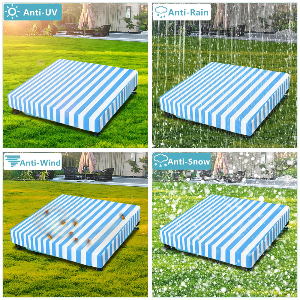 Krismile backyard scene with cover protecting kiddie pool