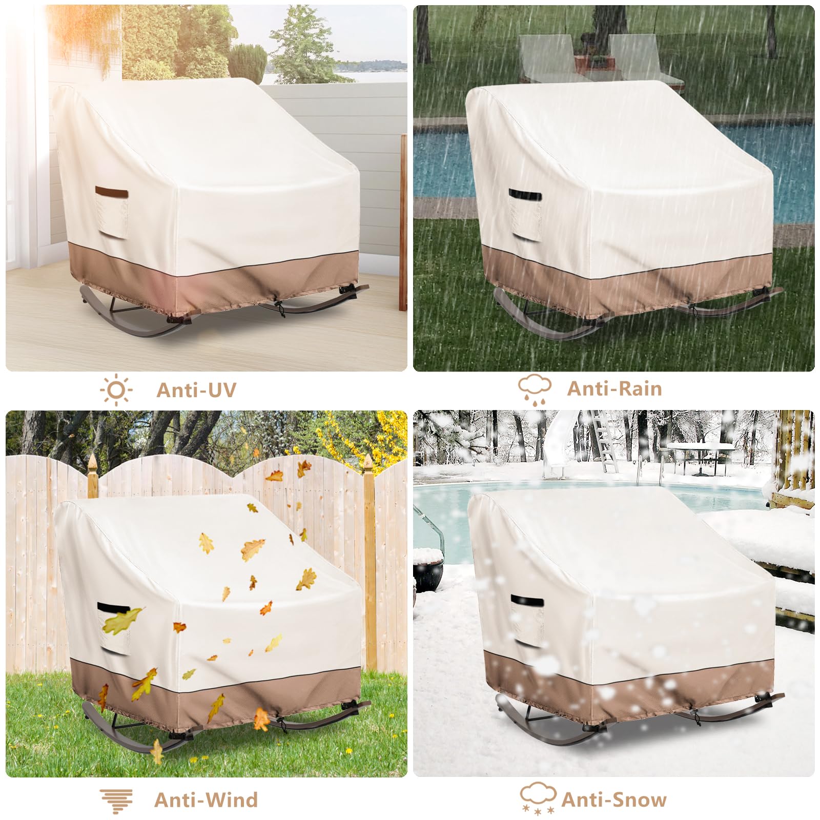 Krismile cover on a porch setting keeping outdoor chair clean and tidy