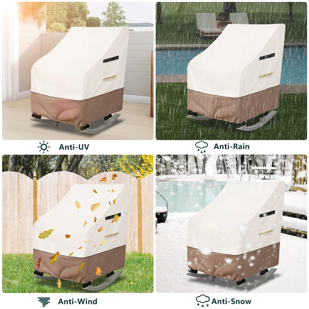 Krismile cover on porch protecting furniture in an outdoor setting