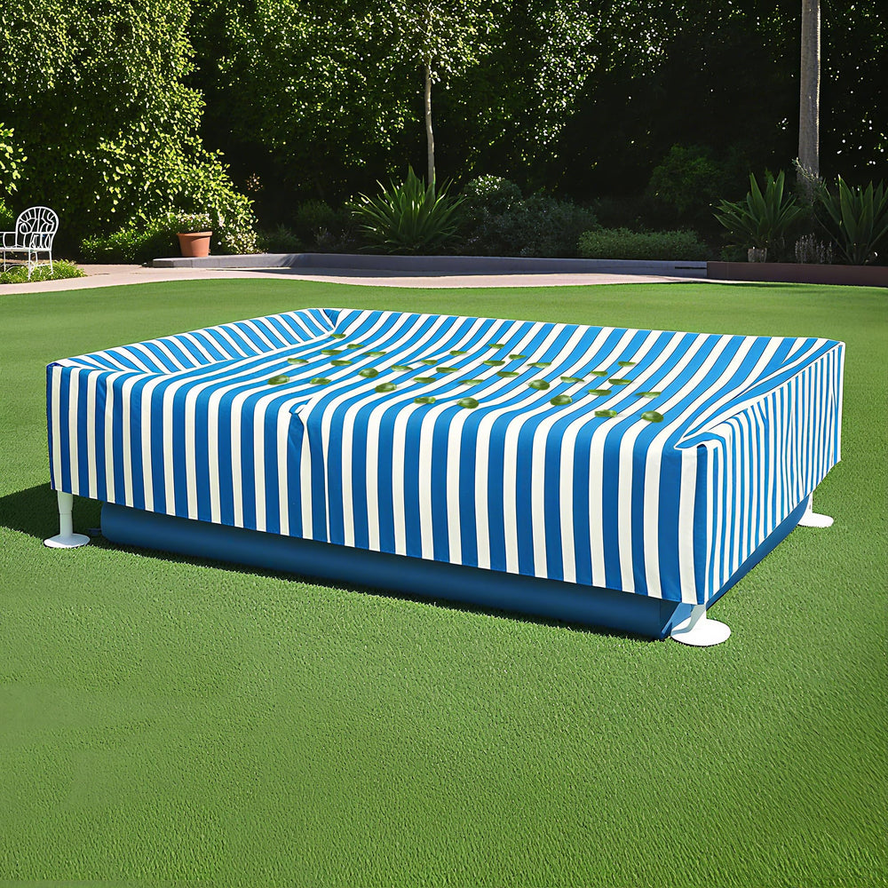 Krismile pool cover next to ruler showing accurate size fit