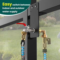 KroBer installed on balcony rail demonstrating space-saving water access benefit