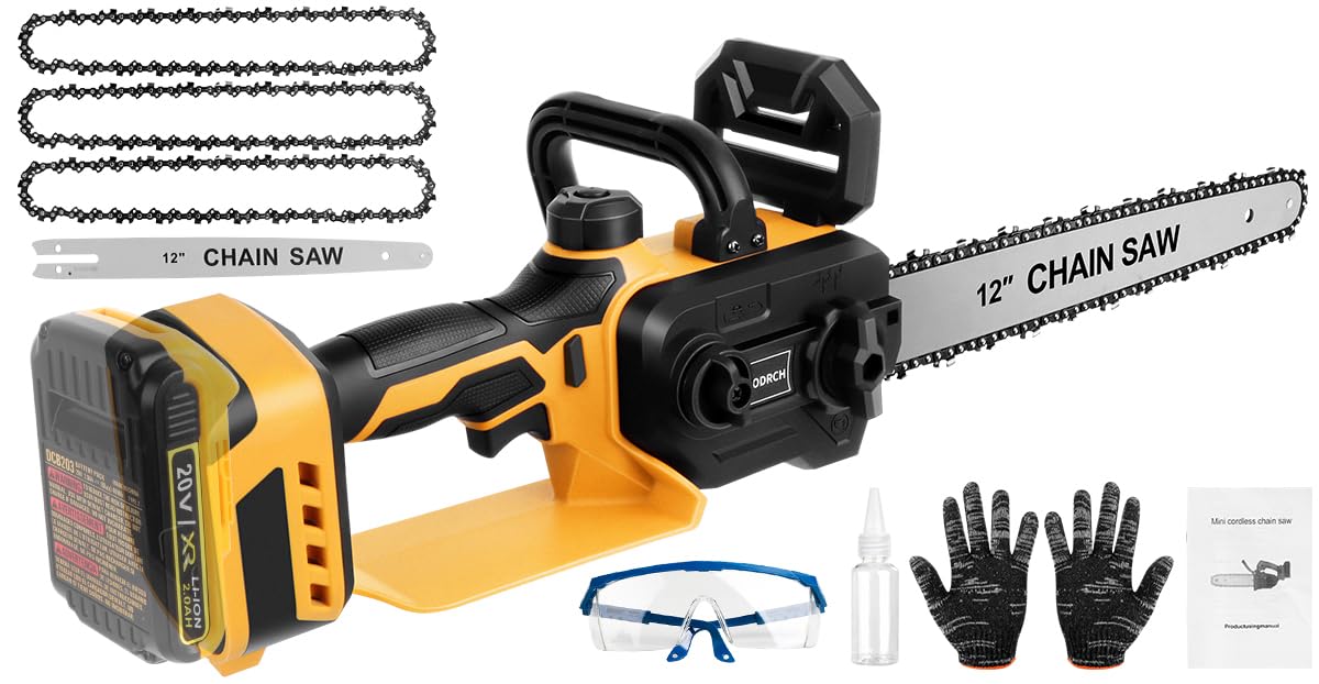 Krodrch front view showing compact cordless chainsaw and benefits portability