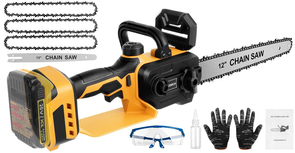 Krodrch front view showing compact cordless chainsaw and benefits portability