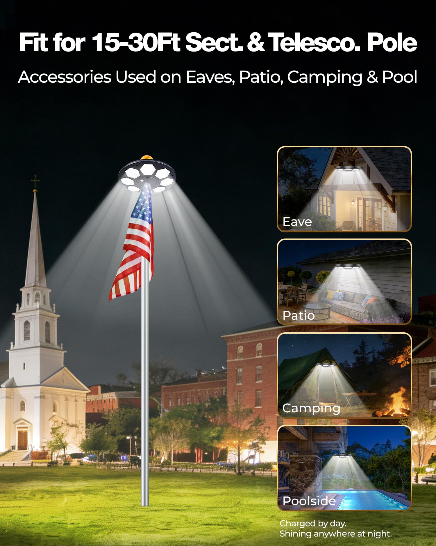 KROMART installed at driveway flagpole providing dignified evening display