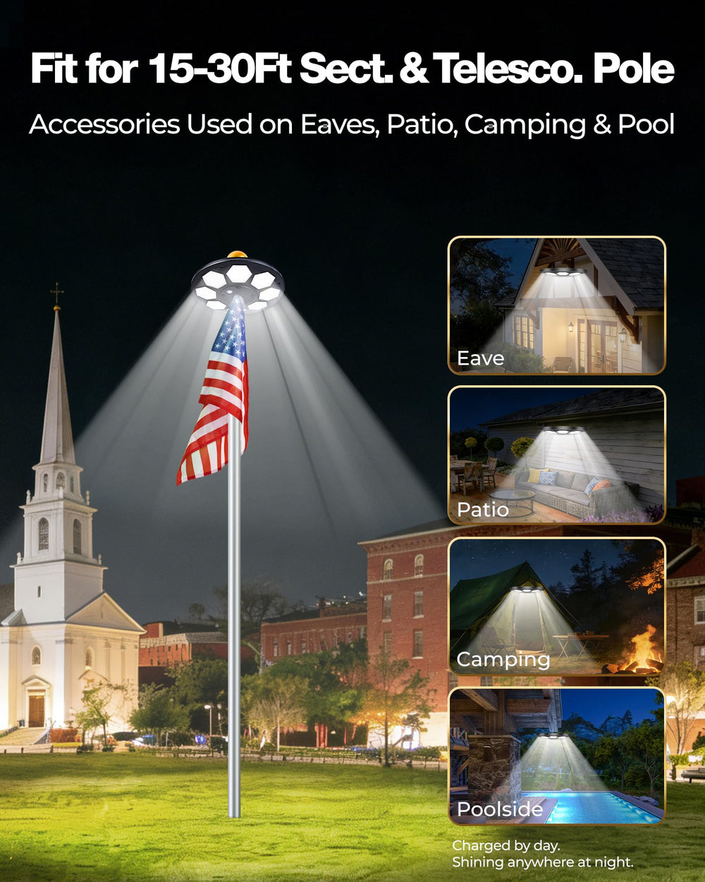 KROMART installed at driveway flagpole providing dignified evening display