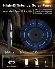KROMART closeup of top-mounted solar panel capturing sunlight for long runtime
