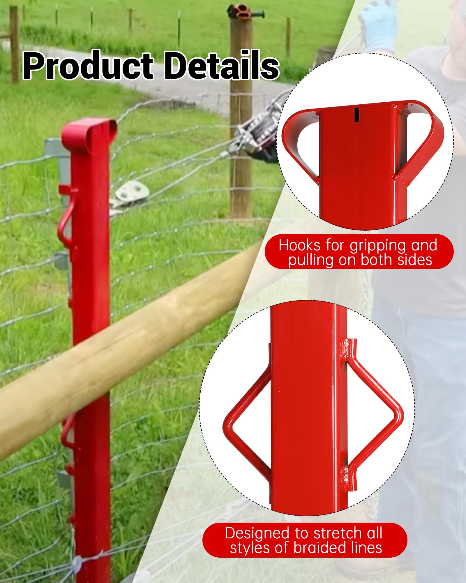 Krysolad double-hook detail gripping woven wire to deliver balanced pulling power