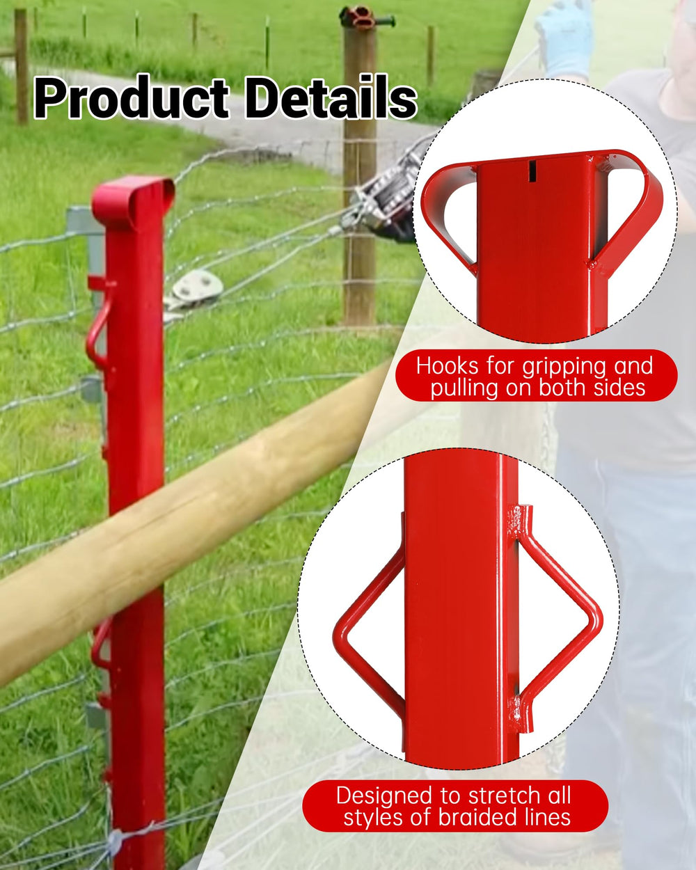 Krysolad double-hook detail gripping woven wire to deliver balanced pulling power