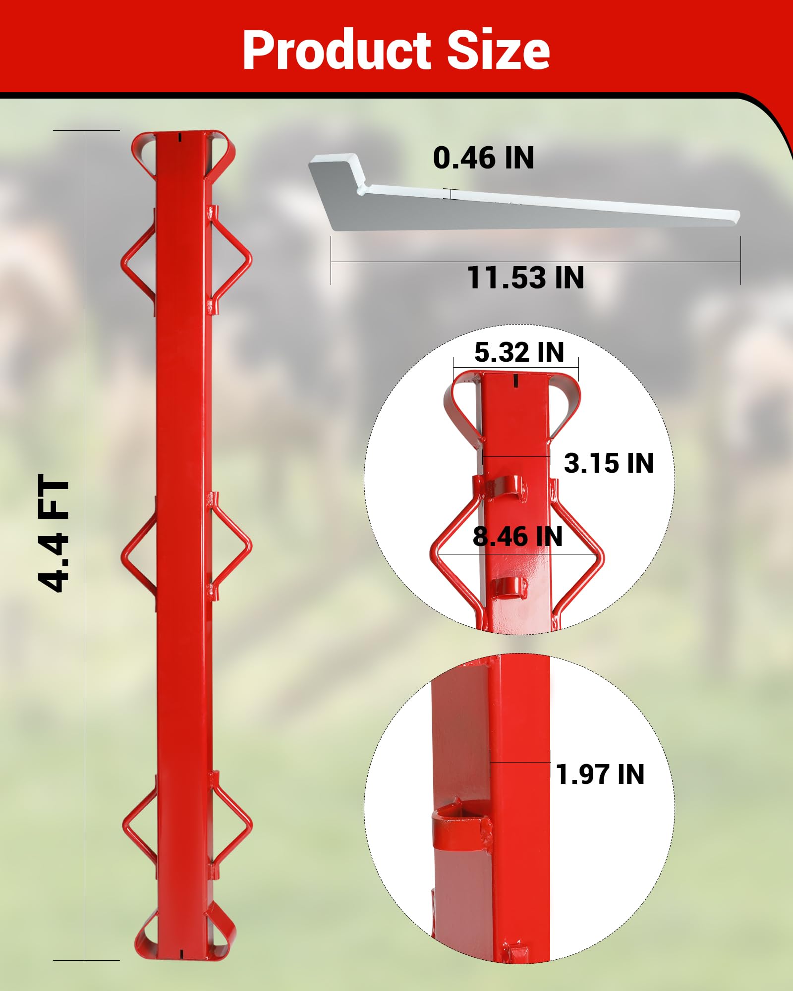 Krysolad tool next to fence post showing 4ft scale for planning tension sections