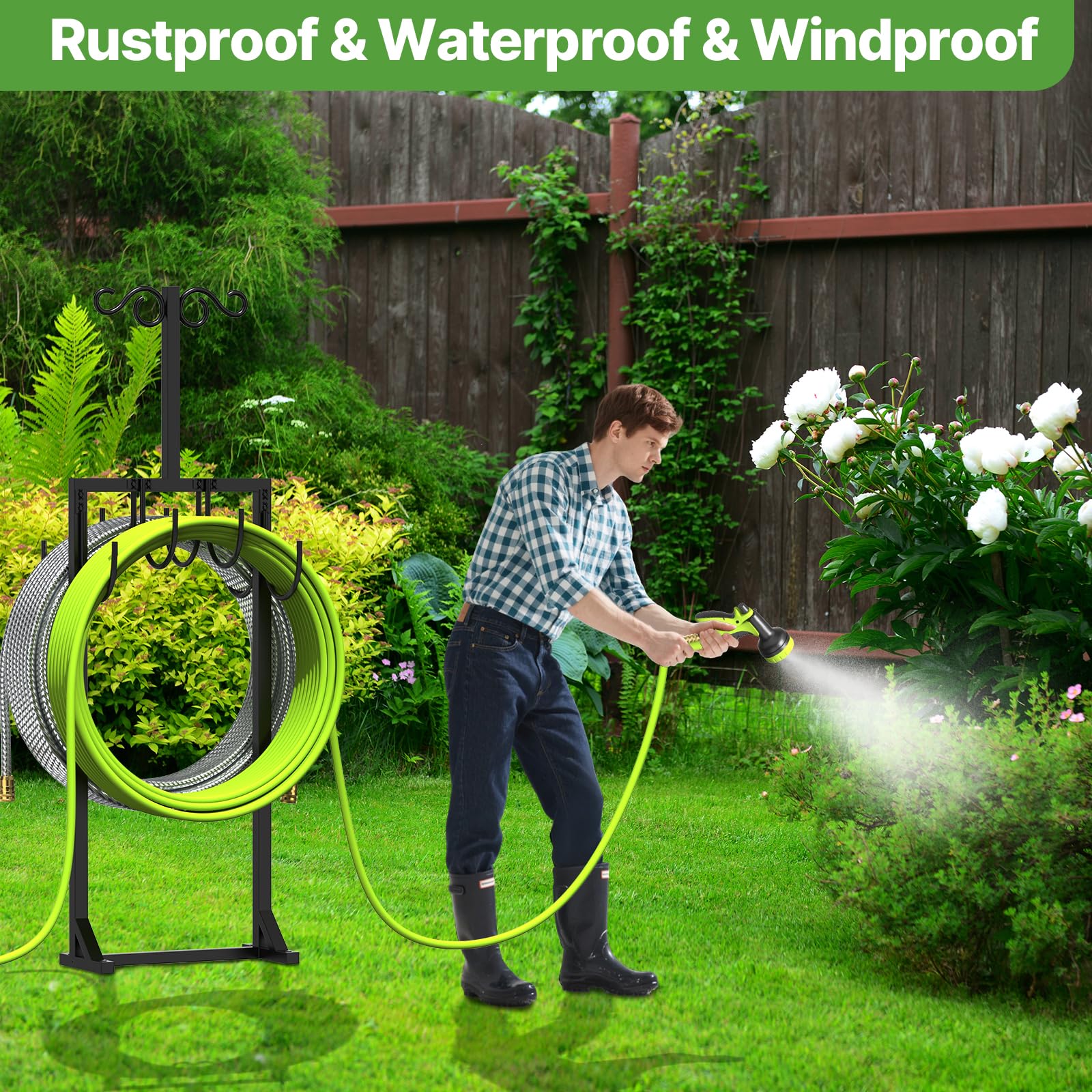 KRZKRZ top shepherd hook holding a bird feeder adding decorative function