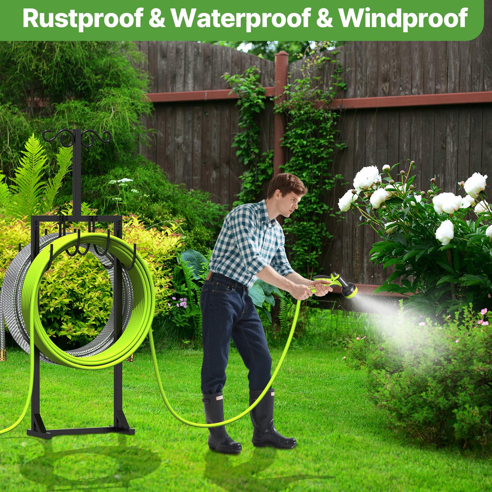 KRZKRZ top shepherd hook holding a bird feeder adding decorative function