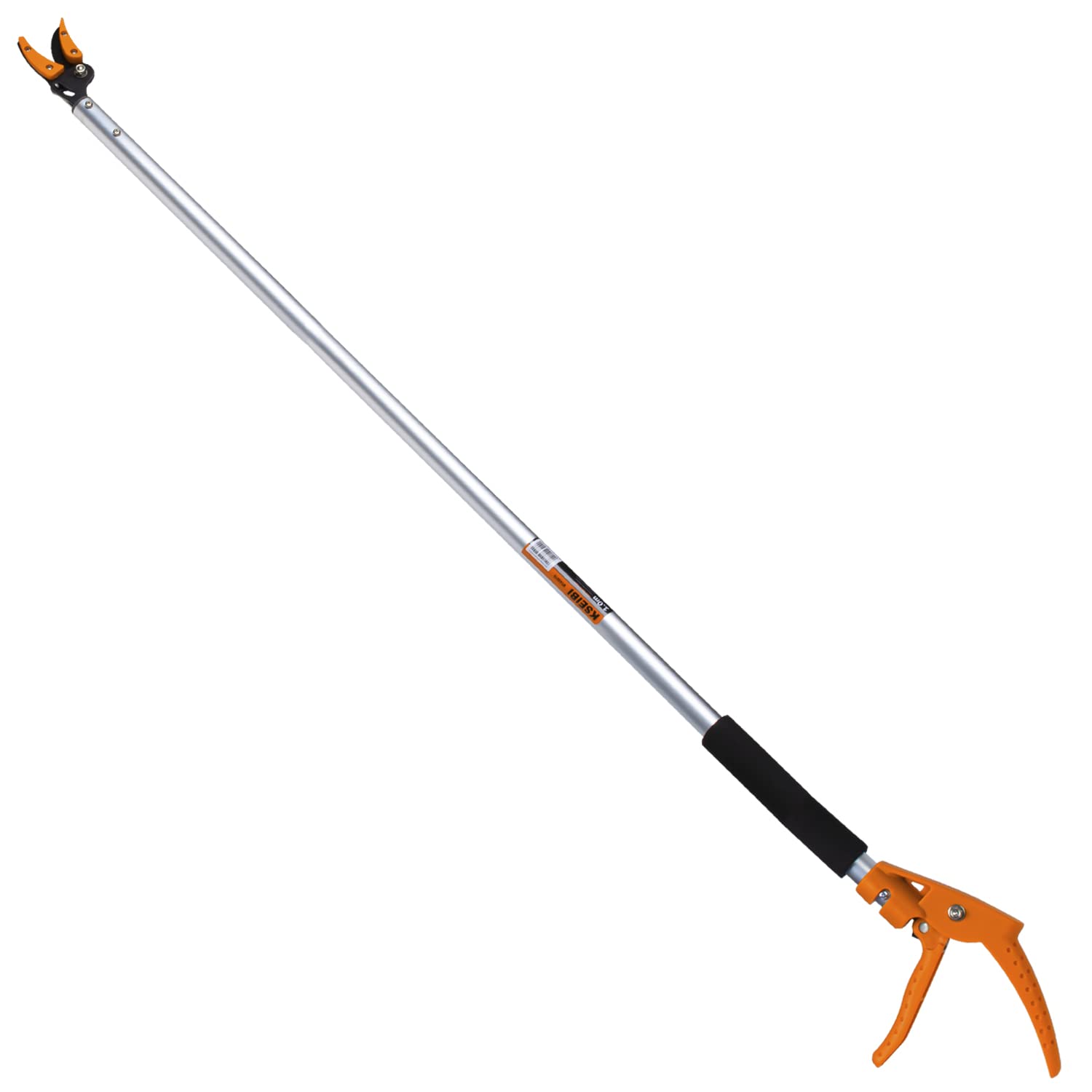 KSEIBI long reach pruner front view showing full length and cutting head benefit
