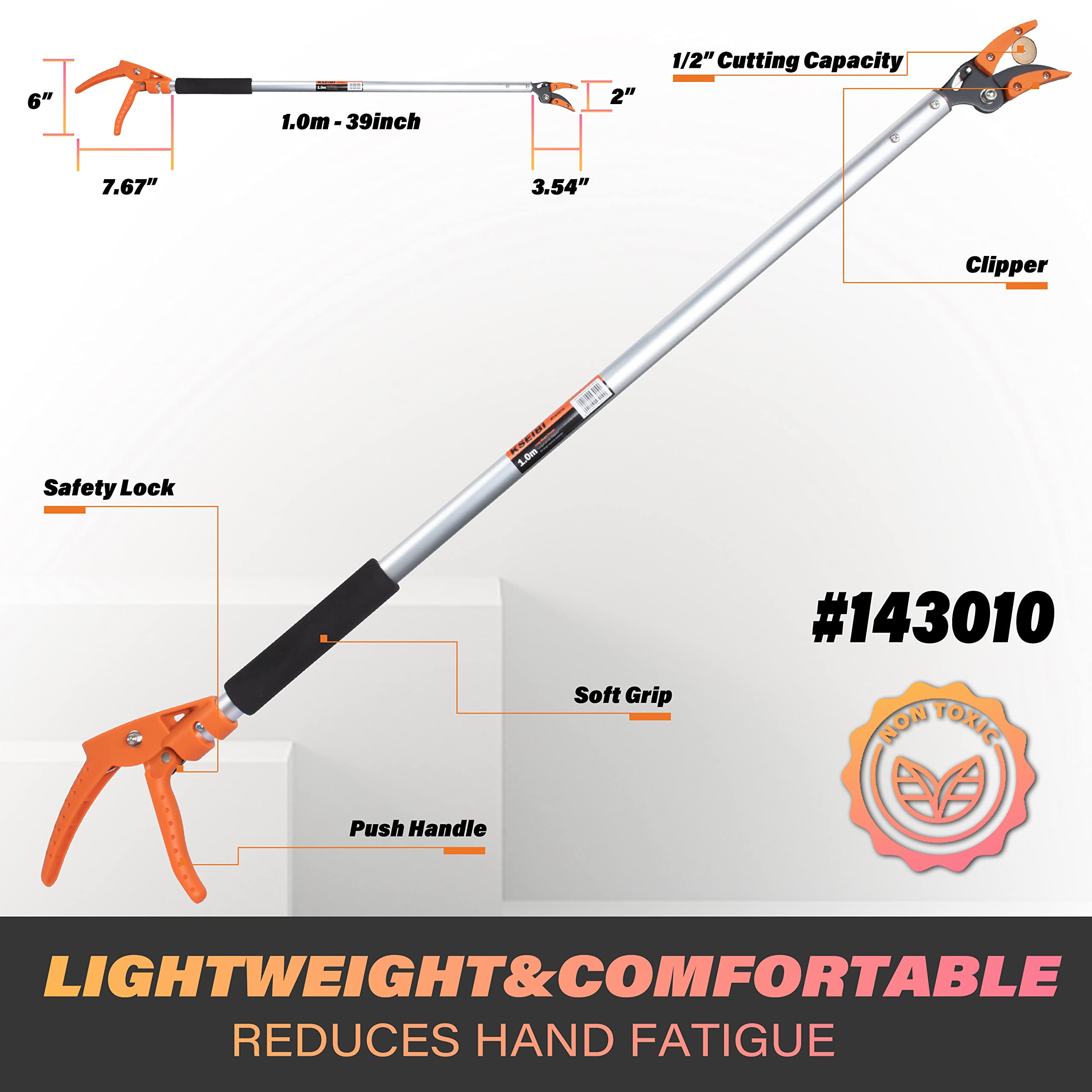 KSEIBI blade closeup with non-stick coating offering rust resistance and cleaner cuts