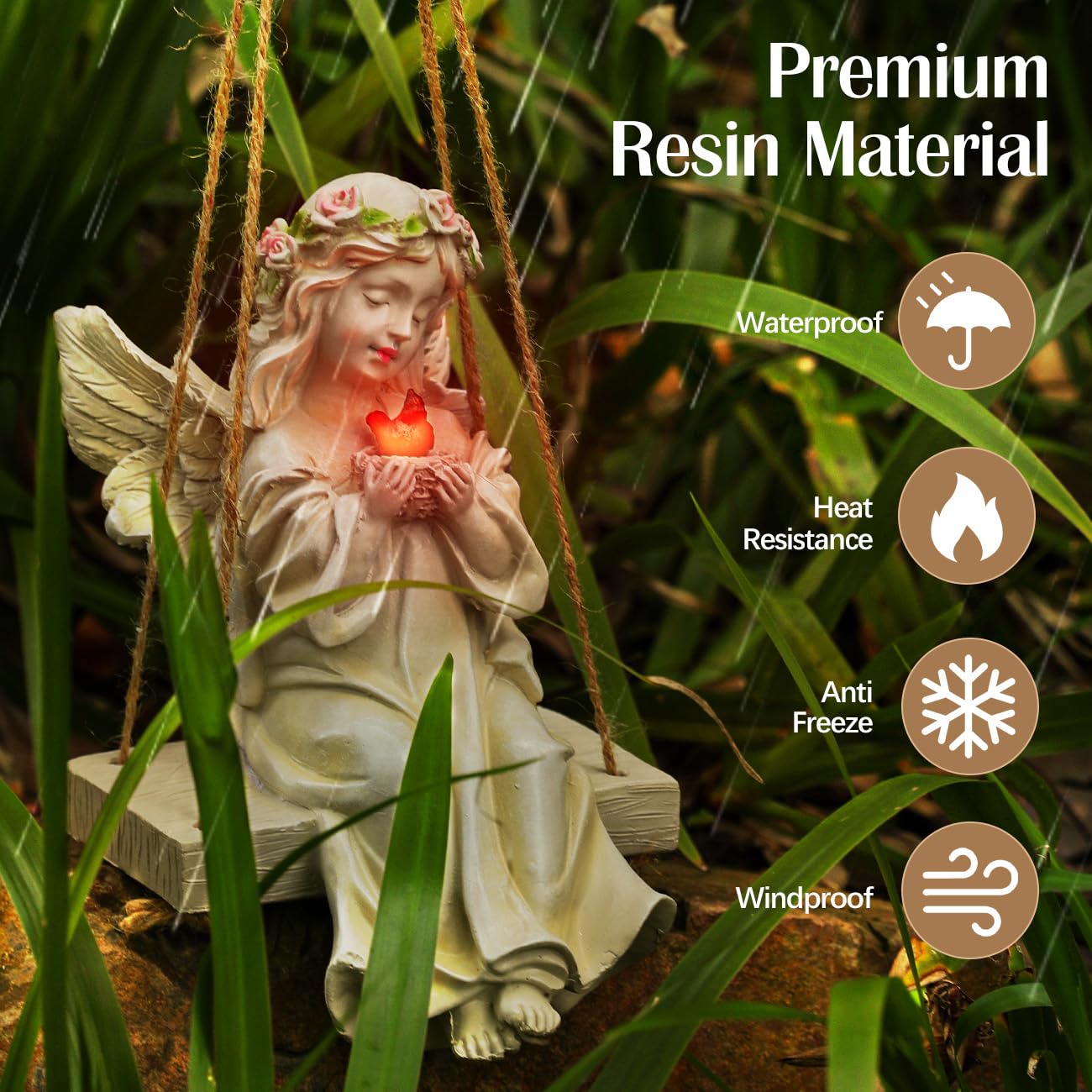 Kssiaz angel hanging on a branch demonstrating versatile display and charm benefit