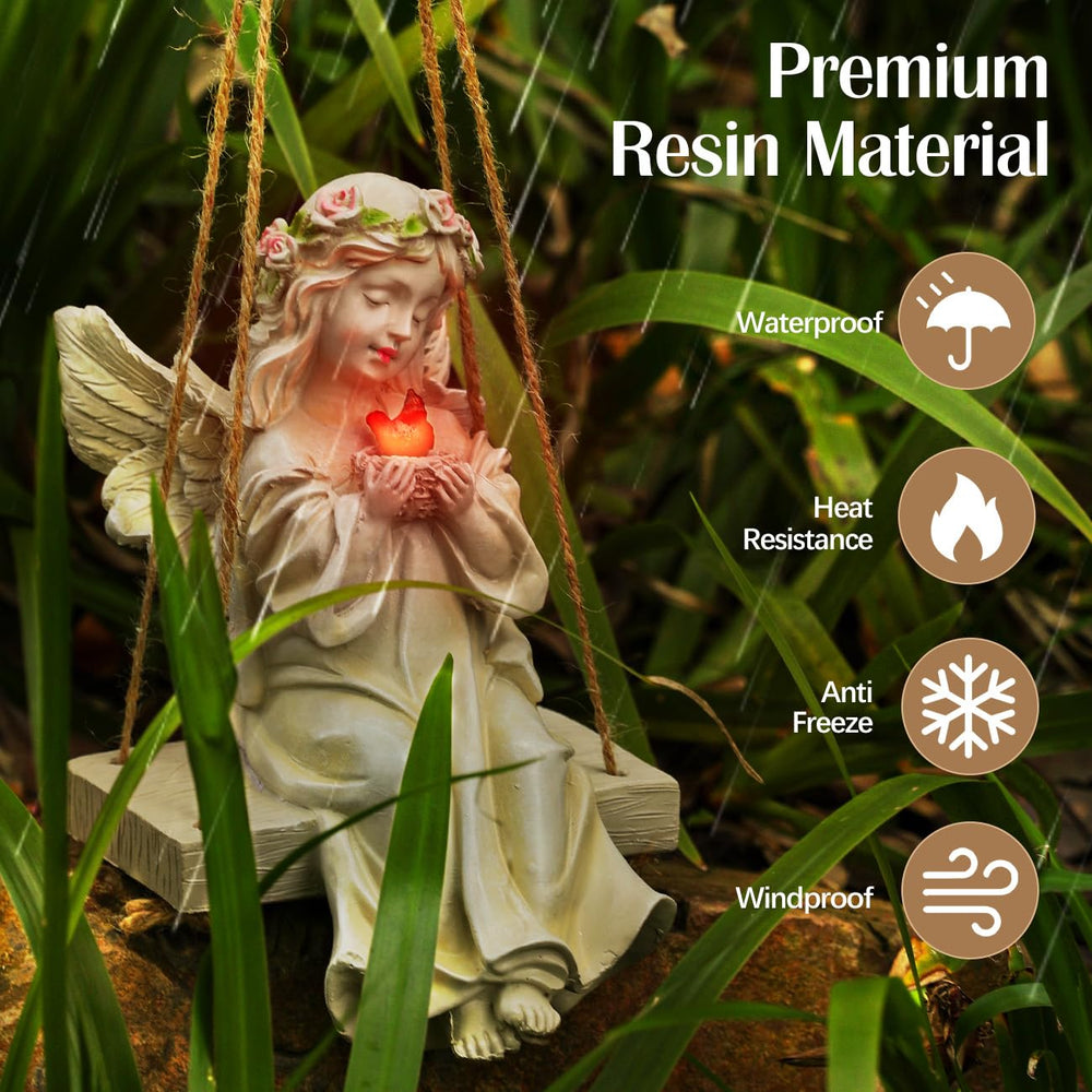 Kssiaz angel hanging on a branch demonstrating versatile display and charm benefit