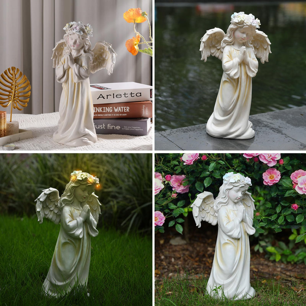 Kssiaz angel on plant stand enhancing patio or balcony decor instantly