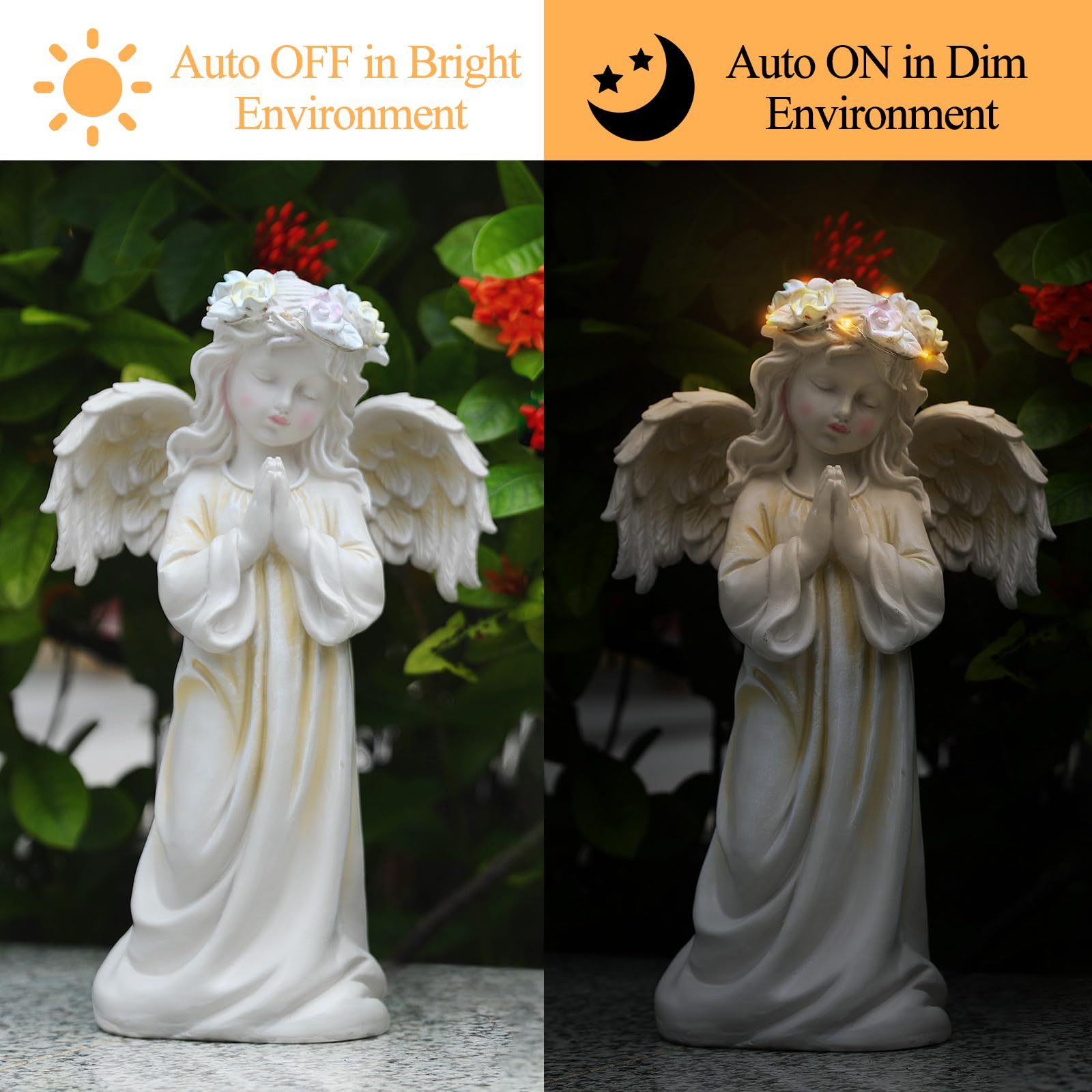 Kssiaz angel illuminated at night with warm halo creating peaceful ambiance