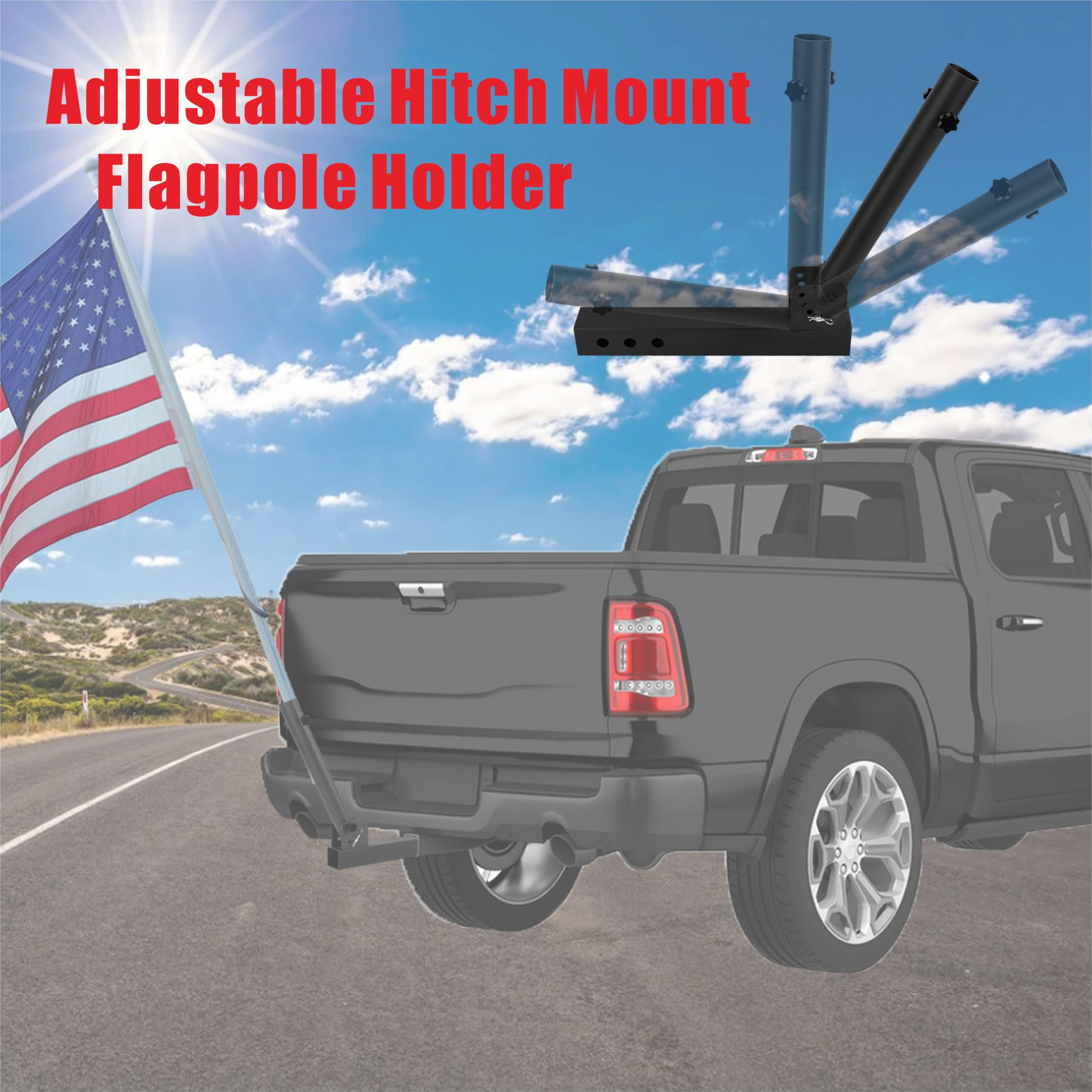 KSWLOR flagpole mounted on pickup demonstrating visible durable flag display