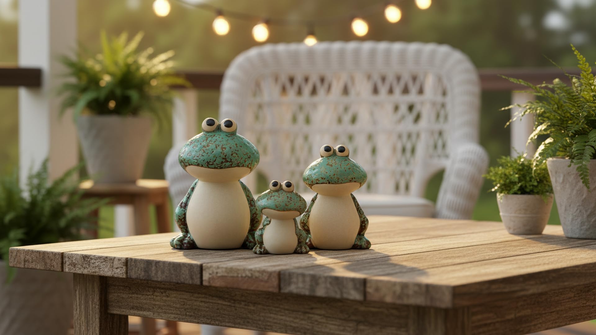 KSZNZB frogs staged by pond adding playful accent to water feature