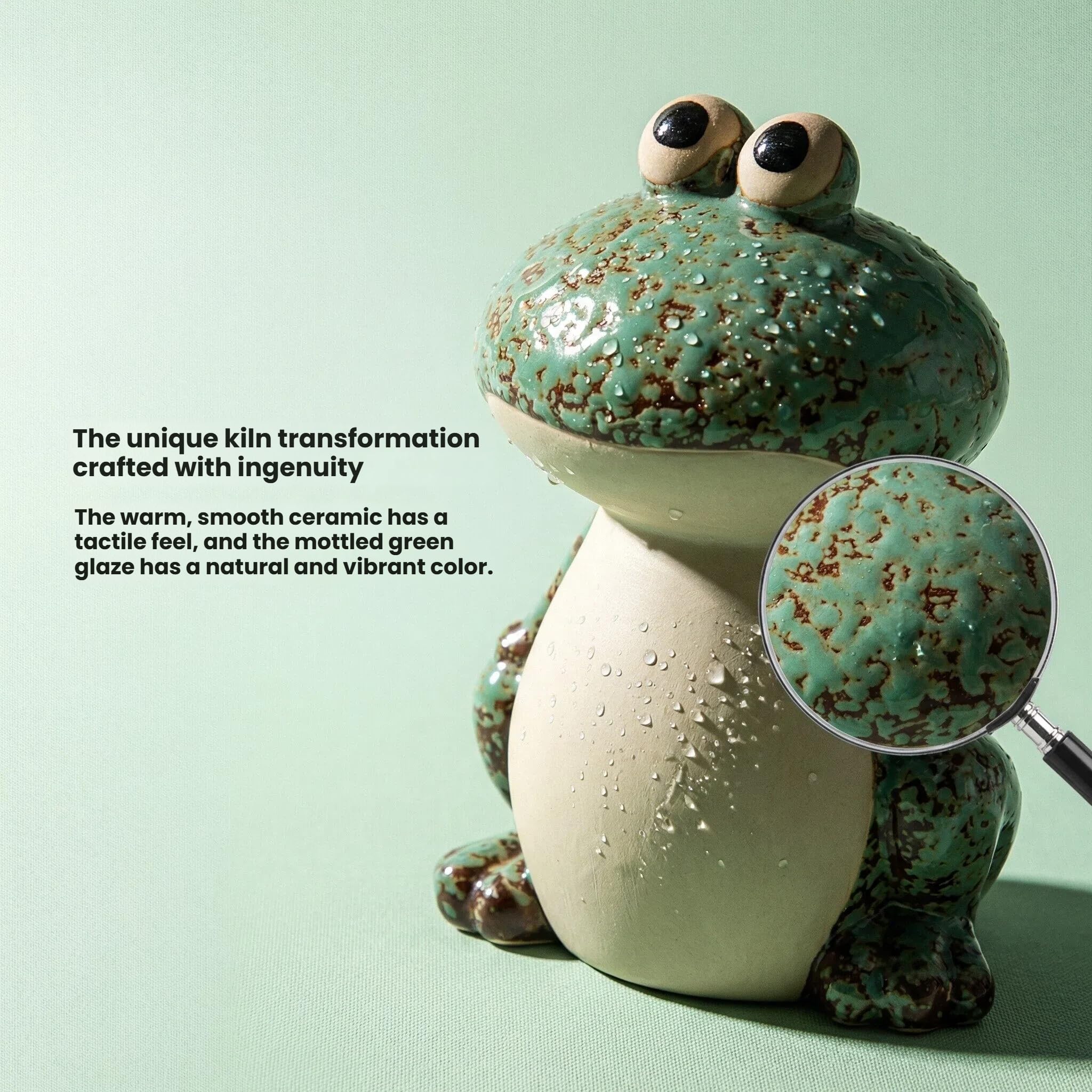 KSZNZB frogs tucked in flower bed blending with plants and style
