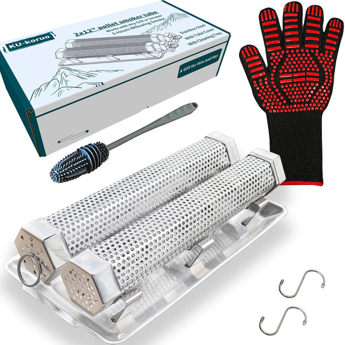KU-koruo front view of two 12 inch smoke tubes showing durable construction and long burn