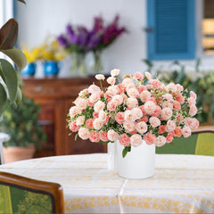 Kuabiz cylinder planter arranged with flowers as a centerpiece showing effortless styling benefit