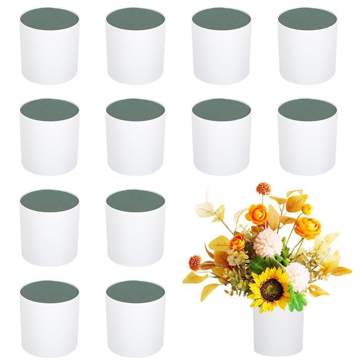 Kuabiz front view of 12 white cylinder planters showing neat packaging and quantity benefit