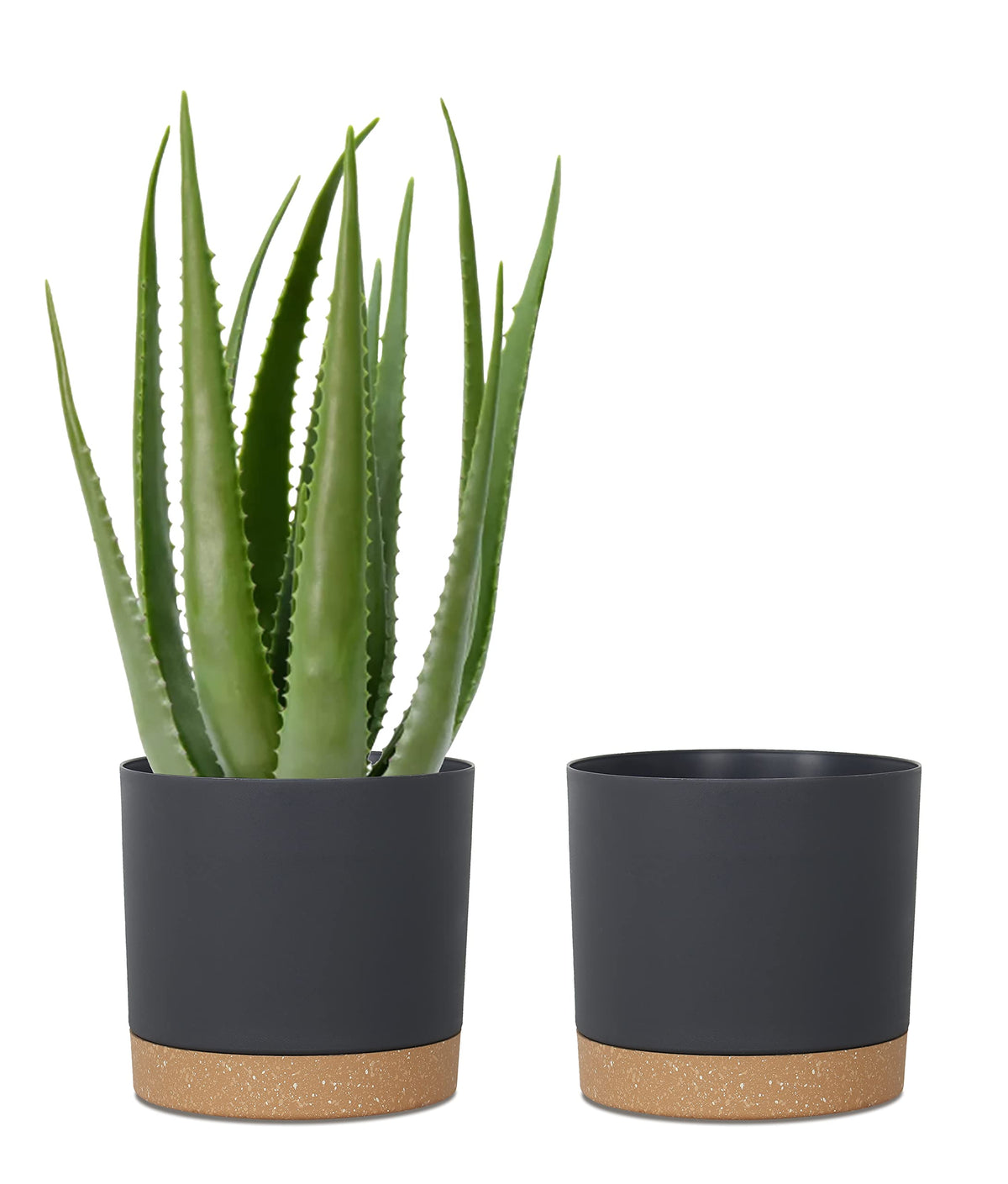 kubvici front view 10-inch black planters showing modern look and balance