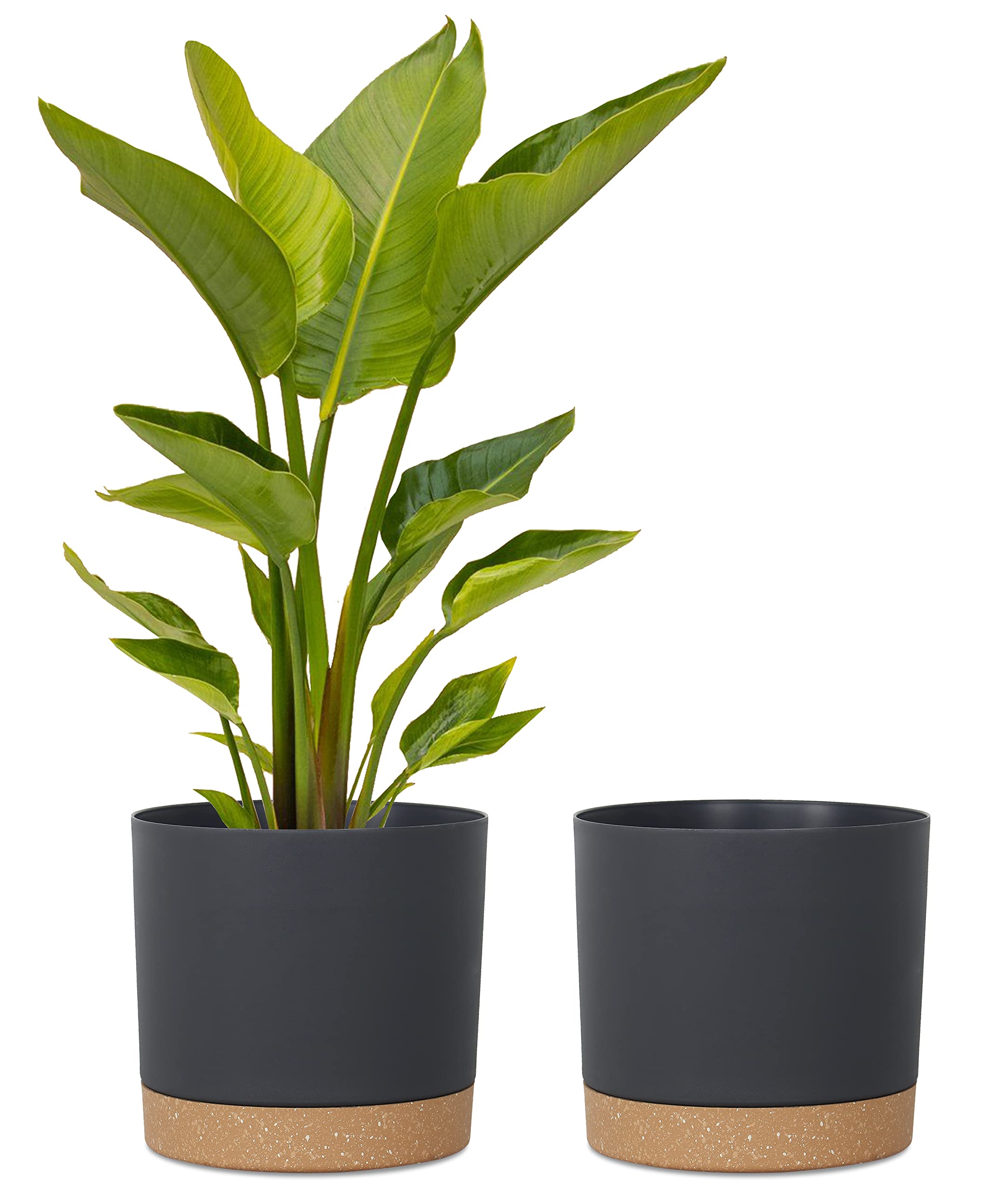 kubvici front view of 12-inch black planter pair showing modern look and balance