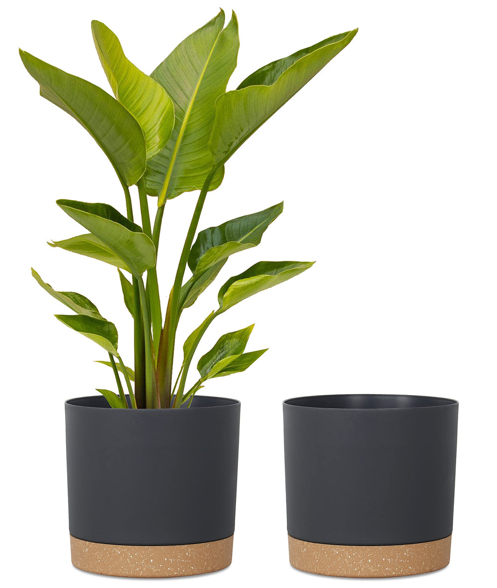 kubvici front view of 12-inch black planter pair showing modern look and balance