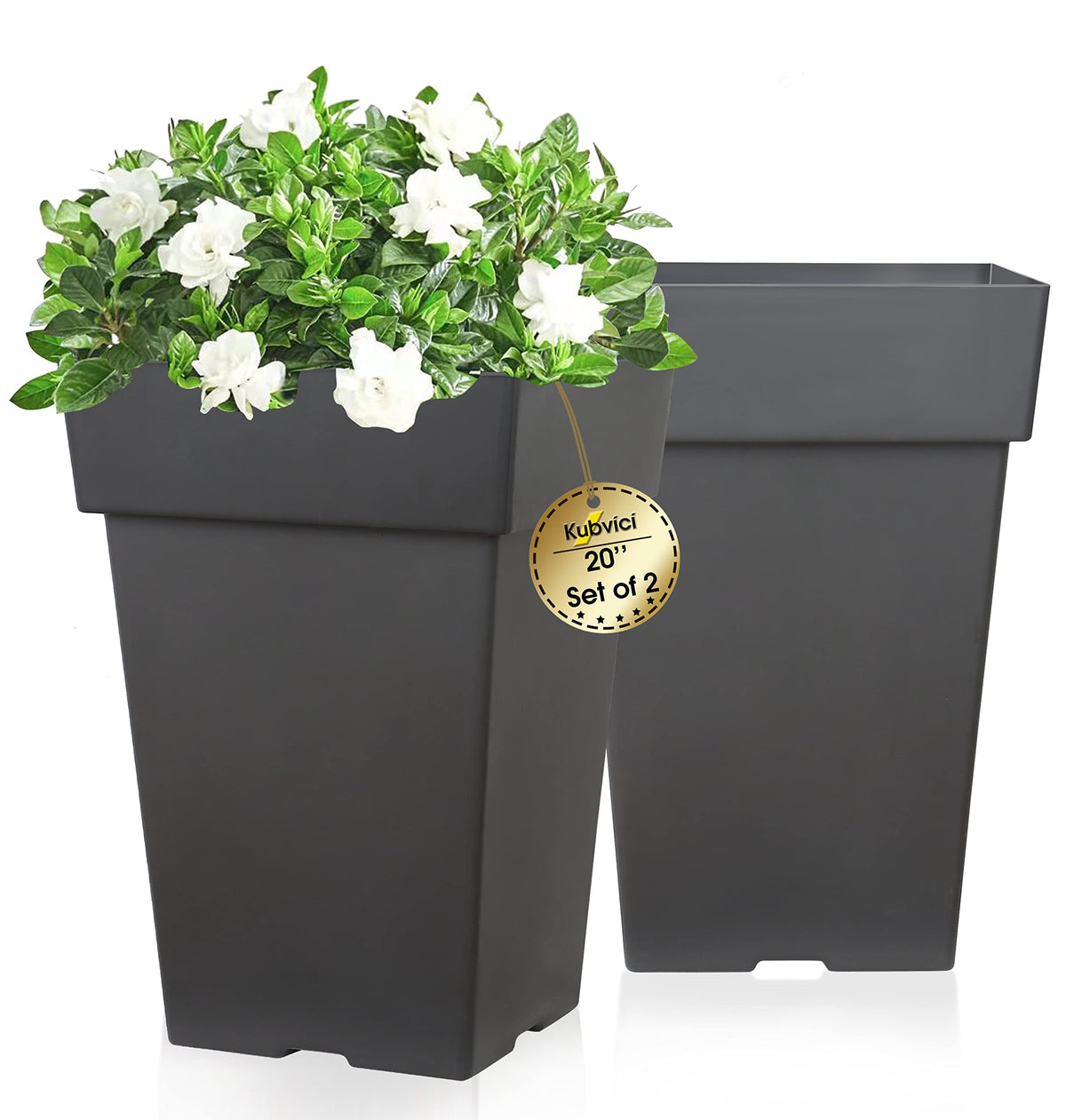 kubvici front view of two 20-inch planters showing modern curb appeal and durability