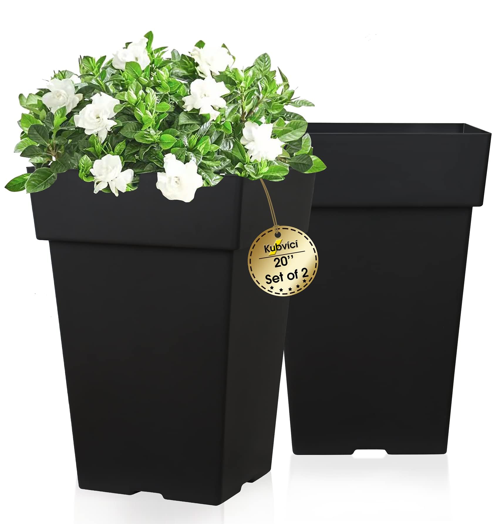 kubvici front view of two planters showing modern curb appeal and versatility
