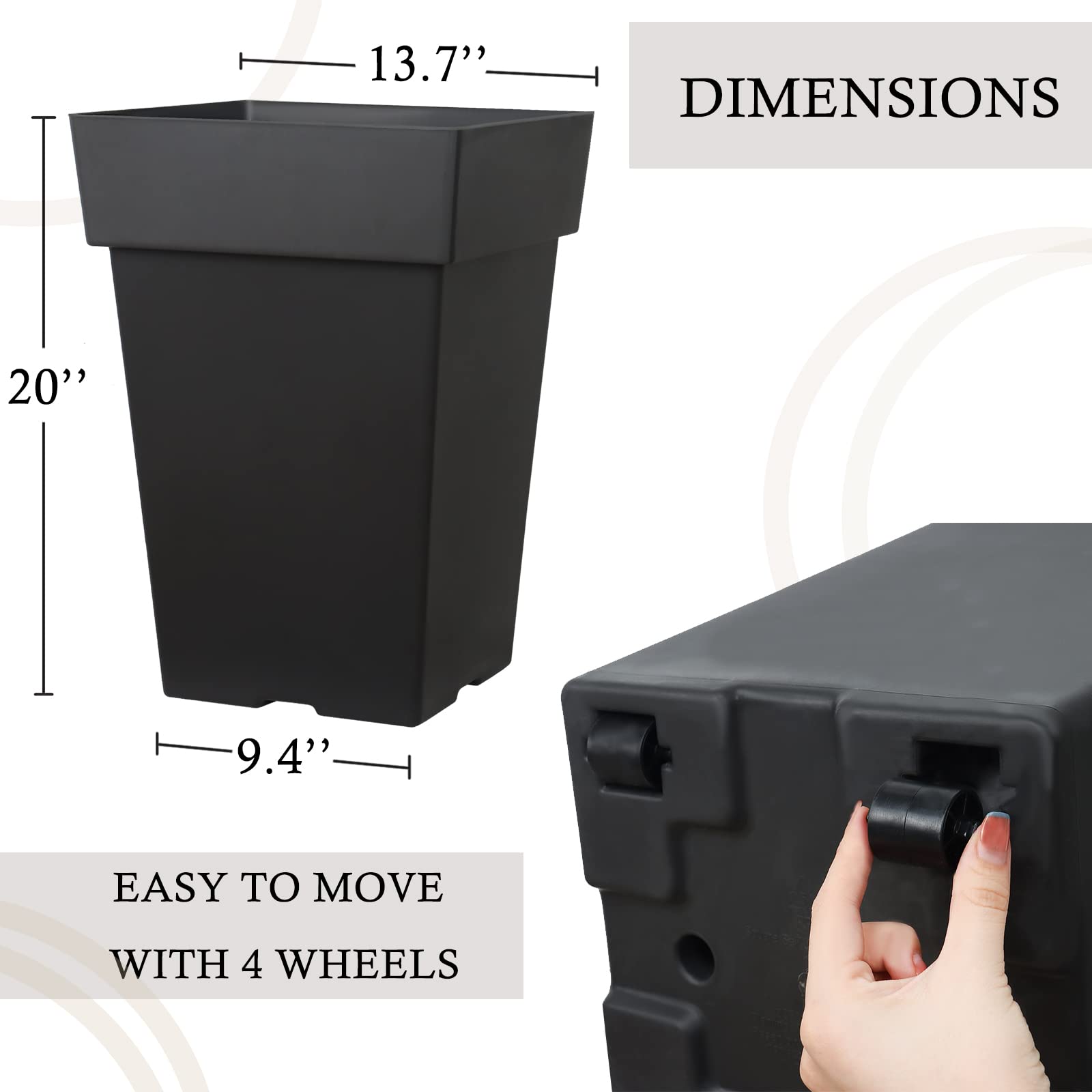 kubvici removable wheels installed under pot enabling easy repositioning