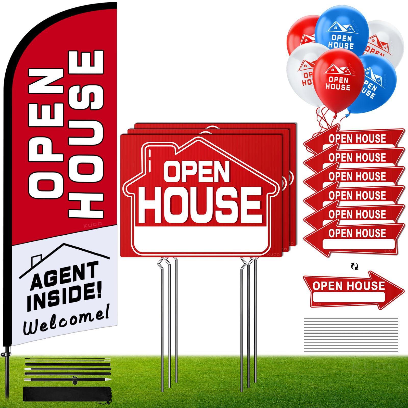 Kuco front packaging showing full 45-piece open house kit, ready to carry