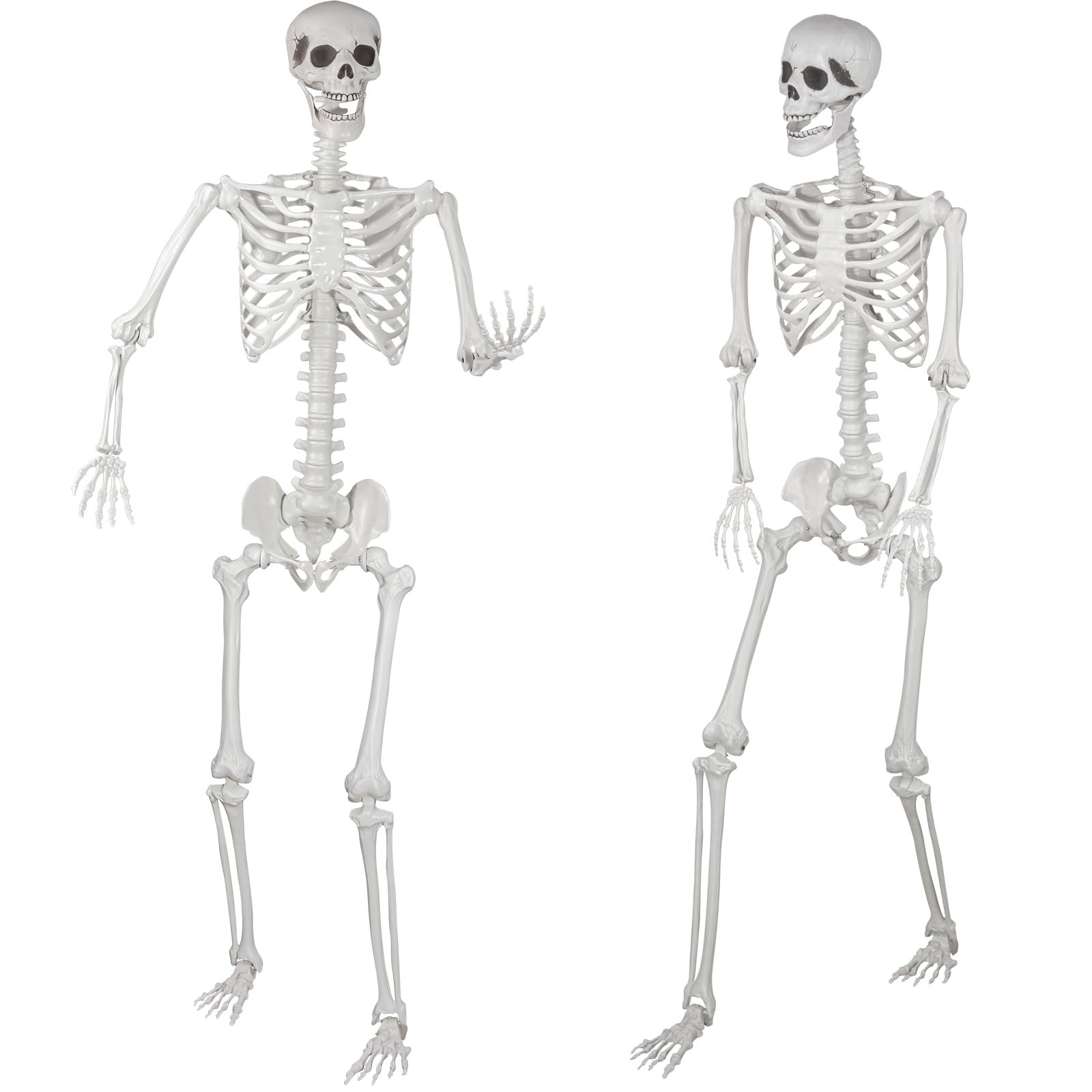 Kukooka front view full body skeleton showing life-size Halloween display benefit