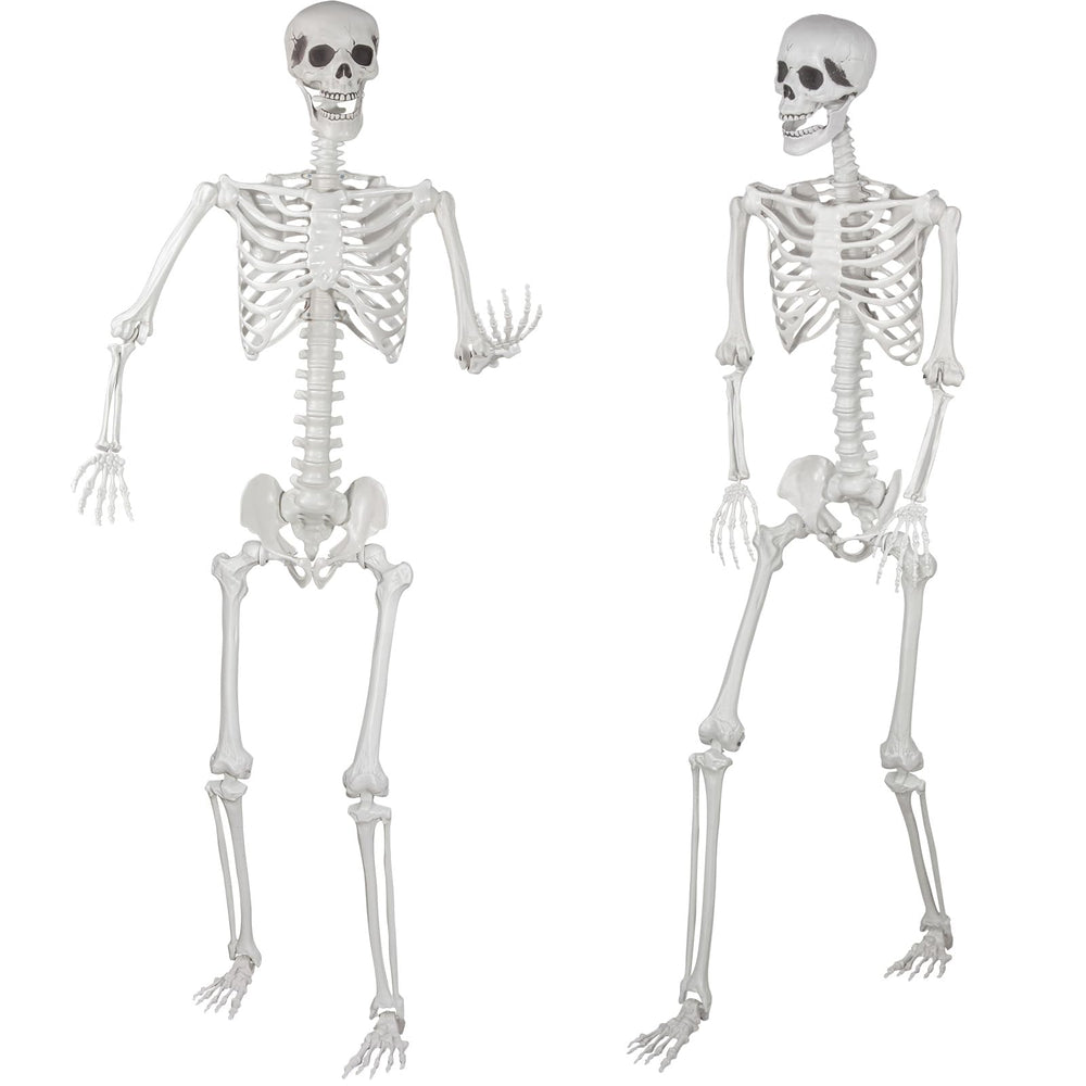 Kukooka front view full body skeleton showing life-size Halloween display benefit
