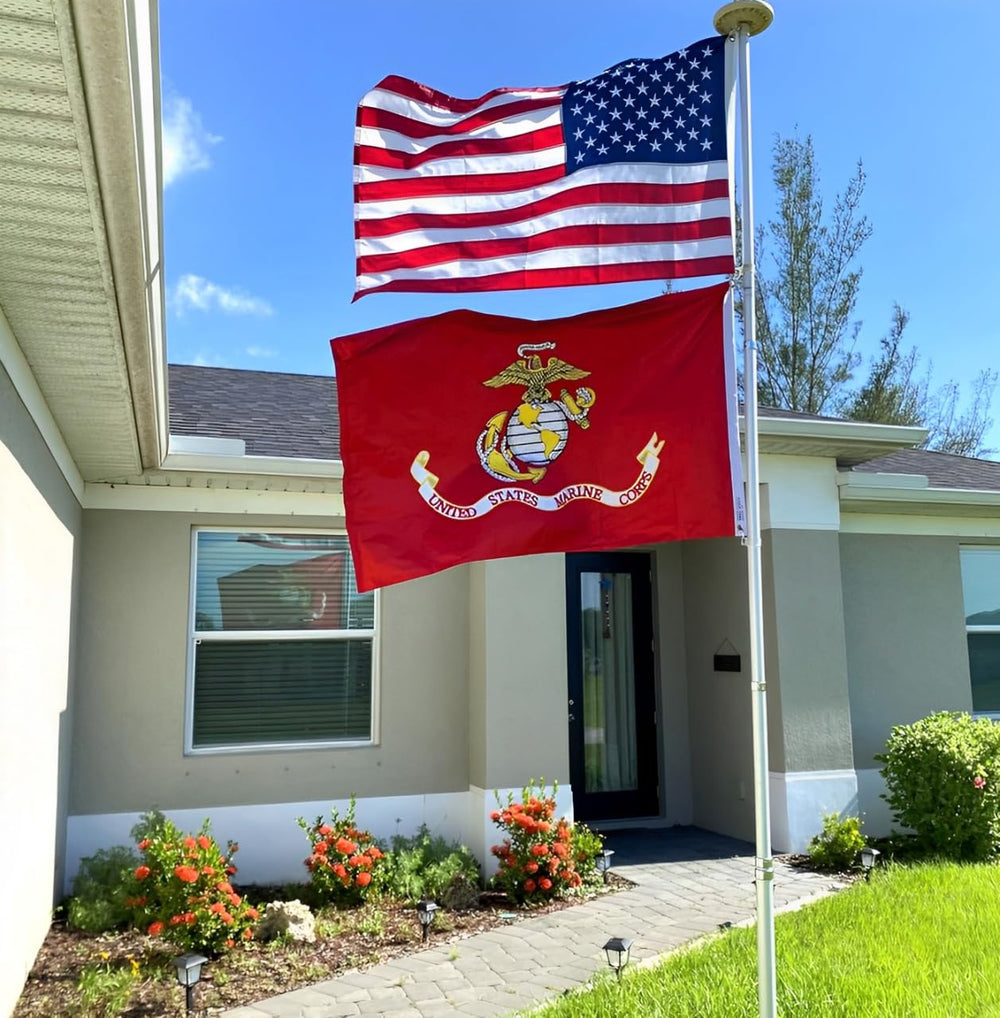 KUOKIP USMC flag back close-up showing crisp reverse image, ensures readability