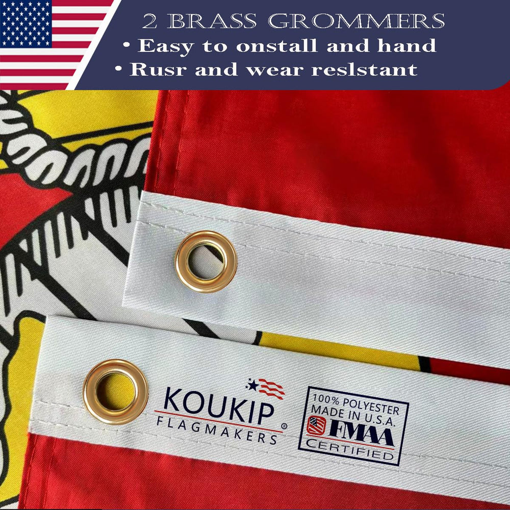KUOKIP USMC flag brass grommet and starter tape for secure, rust-resistant mounting