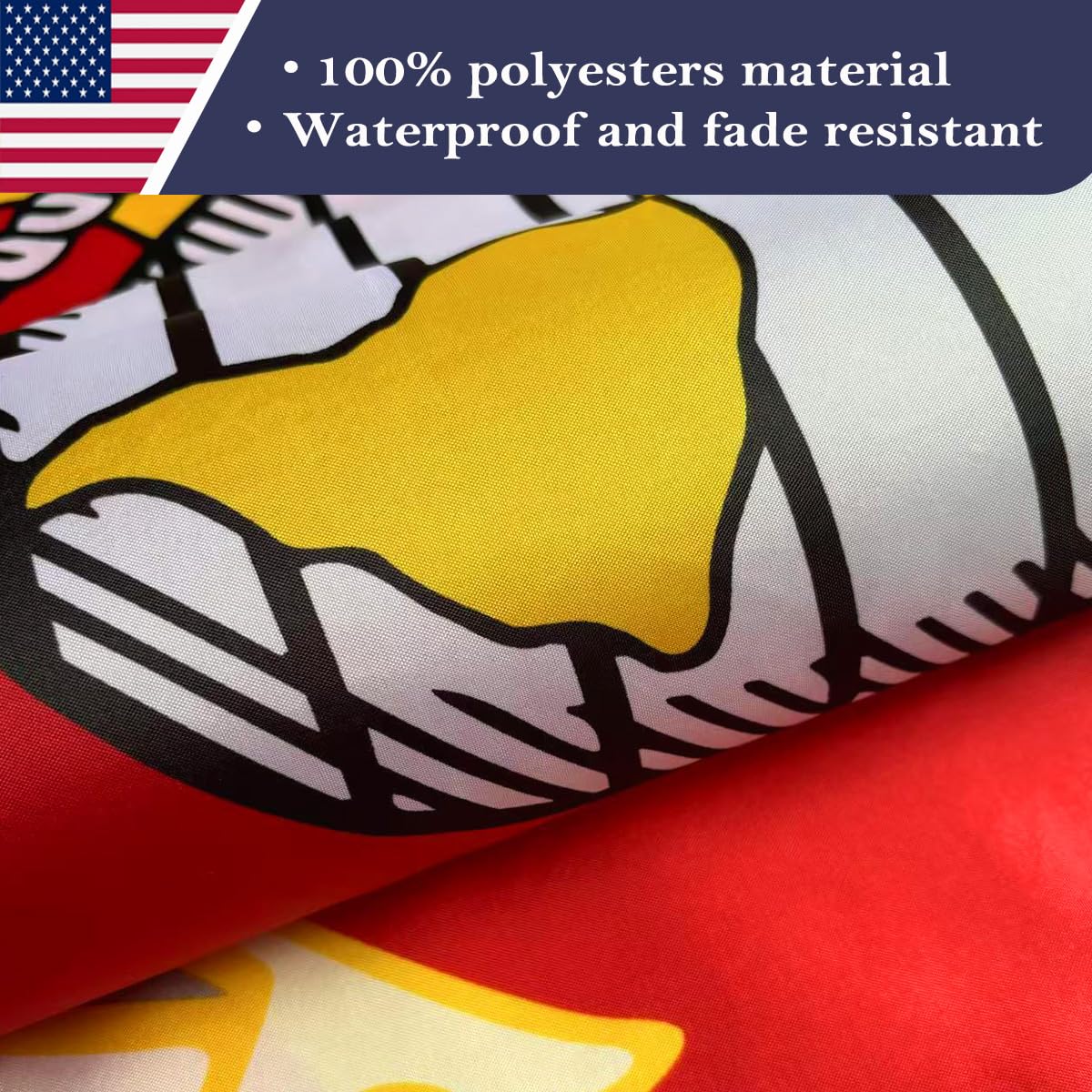 KUOKIP USMC flag folded with made in USA label, highlights domestic craftsmanship