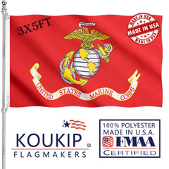KUOKIP USMC flag front view with clear emblem, ideal for proud display