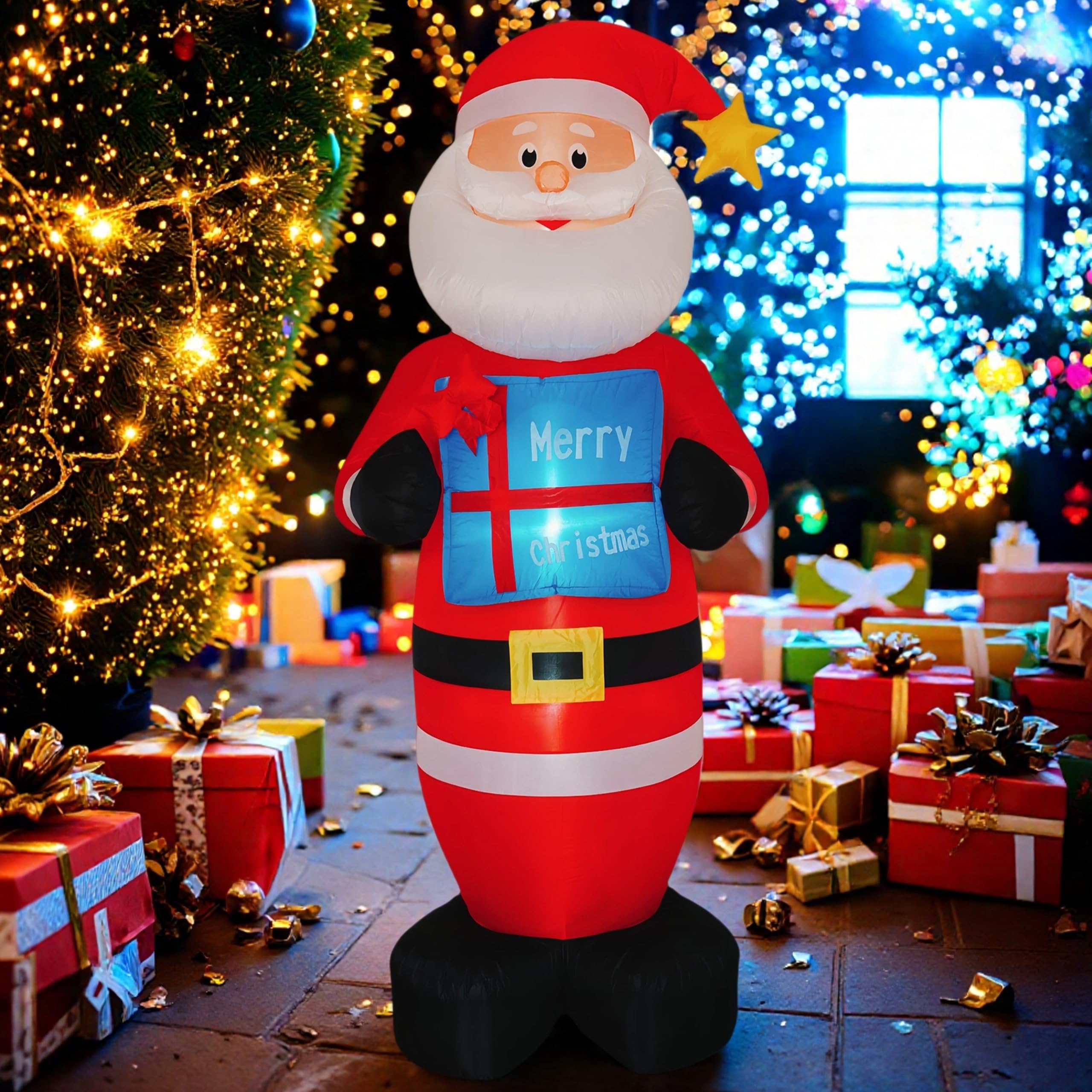Kurala in a decorated front yard creating festive atmosphere for guests and passersby
