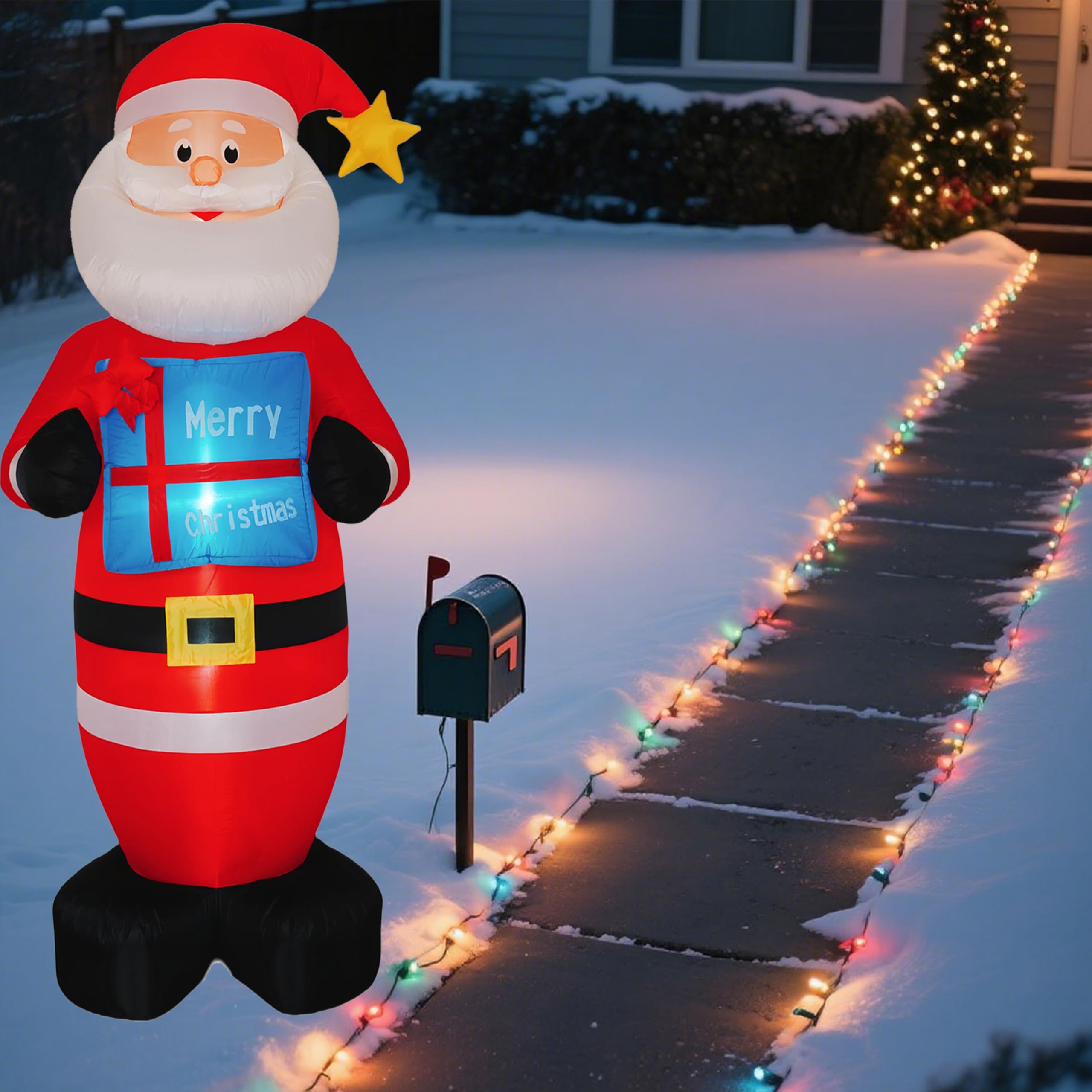 Kurala lit at night with warm LEDs makes yard vibrant and visible after dark