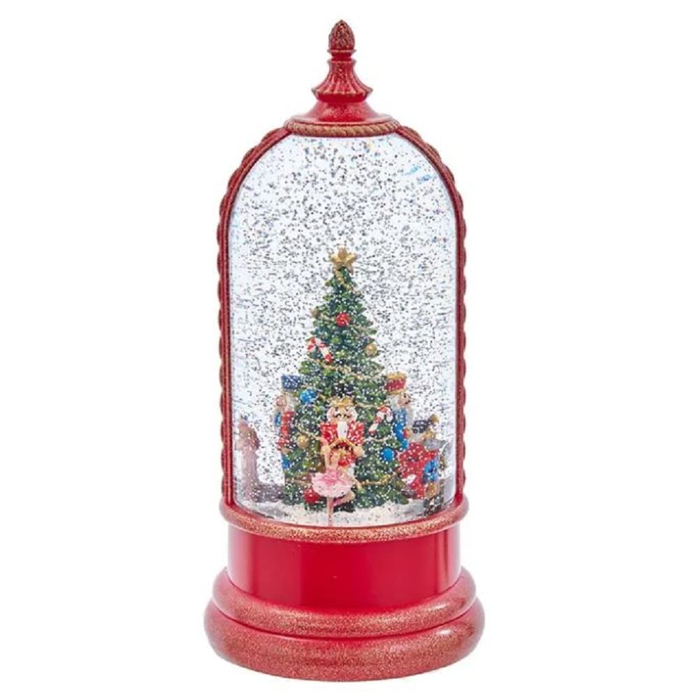 Kurt S. Adler front view red nutcracker water lantern illuminates a room
