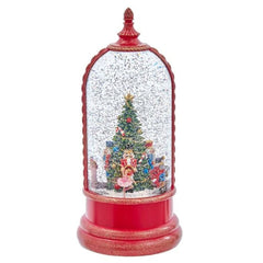 Kurt S. Adler front view red nutcracker water lantern illuminates a room