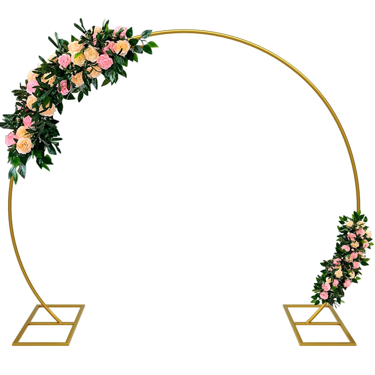 Kusamue front view of full golden half-circle arch showing elegant backdrop benefit