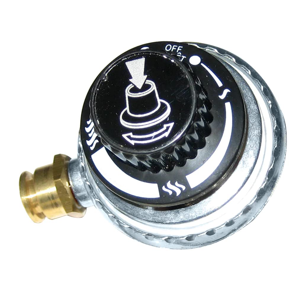 Kuuma regulator front view showing secure propane connection and improved safety
